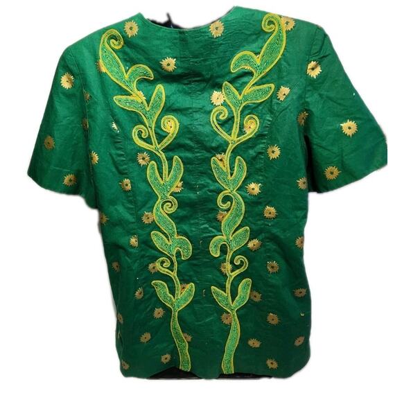 ALPHADI Niamey 36" Chest W. African Embroidered Waist Coat Designer Green Gold - Picture 7 of 16